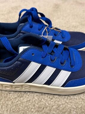 adidas Kids Navy & Royal Blue Sneakers with White Stripes